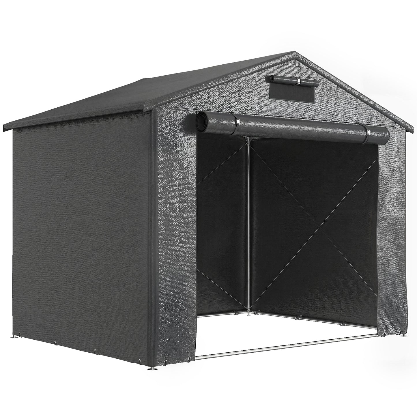 8 x 6 ft Outdoor Garden Storage Shed, Waterproof Bike Tent with Roll-Up Zipper Door