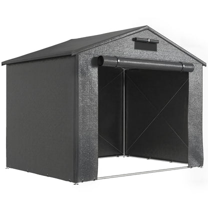 8 x 6 ft Outdoor Garden Storage Shed, Waterproof Bike Tent with Roll-Up Zipper Door