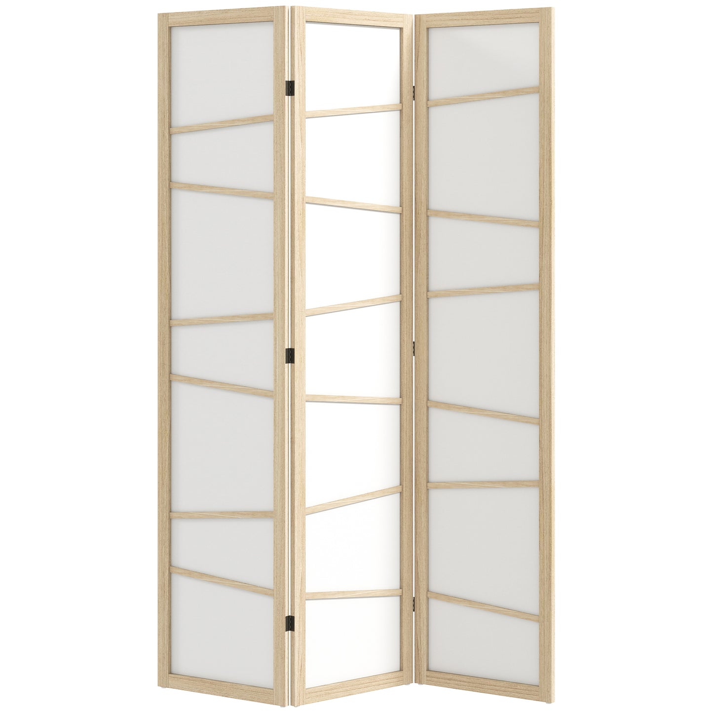 Wooden Folding Privacy Screen, 3 Panel Room Divider for Bedroom, Natural Wood Finish
