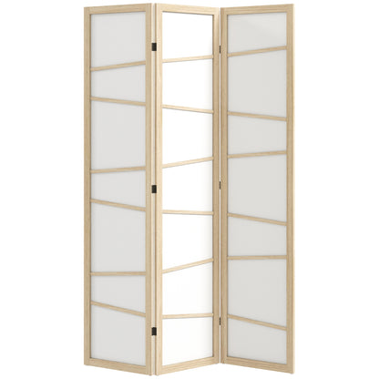 Wooden Folding Privacy Screen, 3 Panel Room Divider for Bedroom, Natural Wood Finish