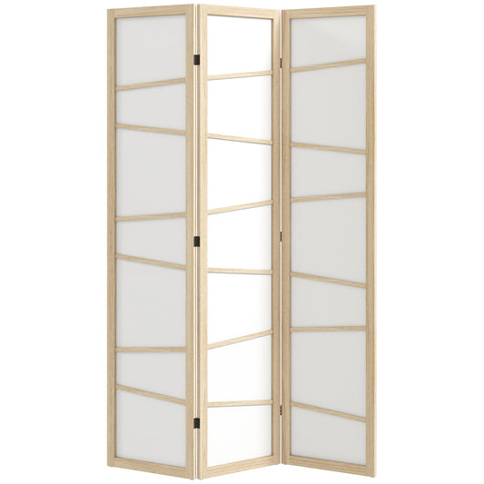 Wooden Folding Privacy Screen, 3 Panel Room Divider for Bedroom, Natural Wood Finish