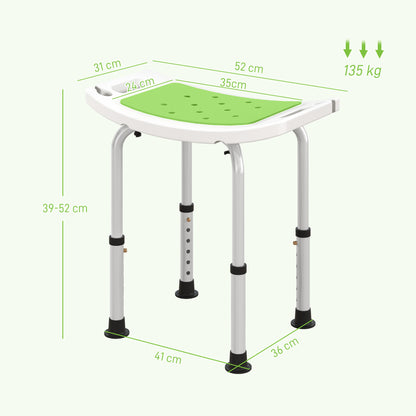 Shower Chair, Adjustable Height Shower Stool with Aluminium Frame and Non-Slip Feet