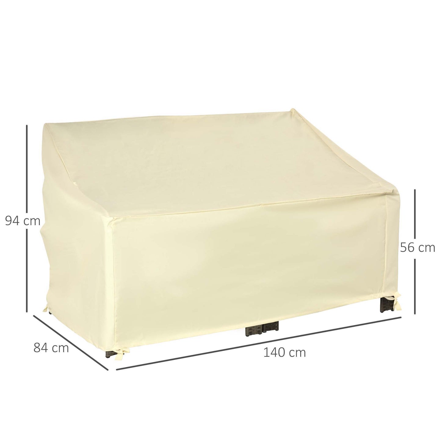 600D Oxford Cloth Furniture Cover, 2 Seater Sofa Protector for Garden Patio, Outdoor, Waterproof, Beige