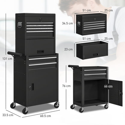 Three-Part Steel Locking Tool Chest - Black