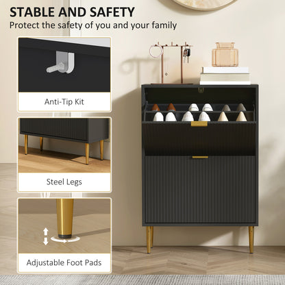 Elegant Two-Drawer Shoe Cabinet - Black