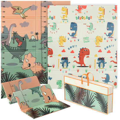 Dinosaur-Themed Baby Plat Mat Double Sided, Foldable, Water-Resistant for Outdoor/Indoor, 177 x 146 x 1.5cm