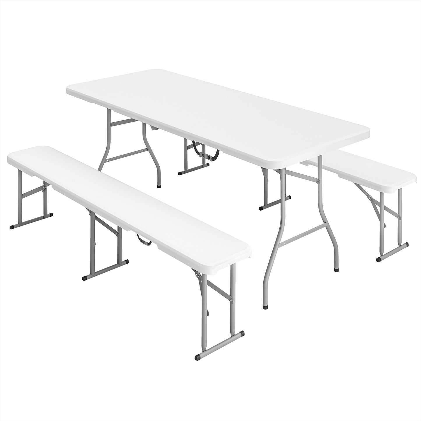 Three-Piece Folding Picnic Table and Bench Set - White