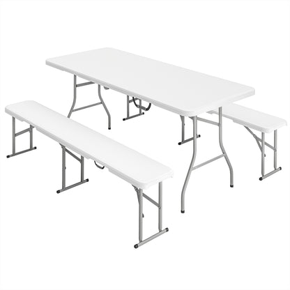 Three-Piece Folding Picnic Table and Bench Set - White