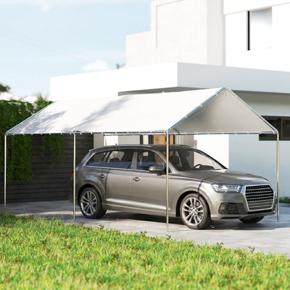 3 x 6m Heavy Duty Carport Garage Car Shelter Galvanized Steel Water UV Resistant Waterproof, White