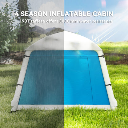 Inflatable Camping Tent w/ Hand Pump, Easy Setup 1/2 Person Blow Up Tent Waterproof 190T Taffeta w/ Mesh Windows