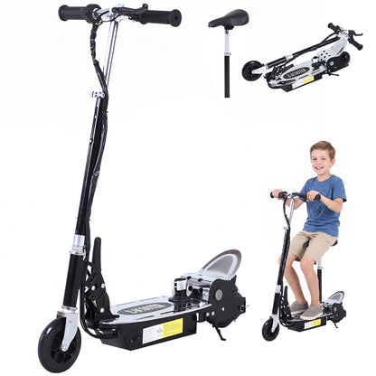 Foldable Powered Scooter with Adjustable Handle, Brake, Black