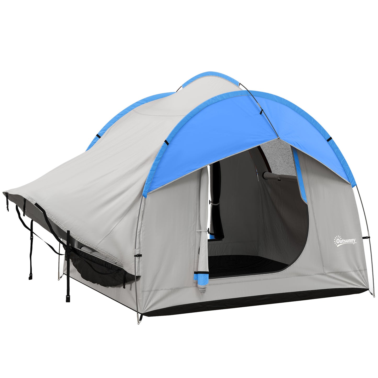 SUV Car Tent for Camping, Waterproof PU2000mm, 5 Man Tailgate Tent, 2.4 x 2.1 m, Grey and Blue
