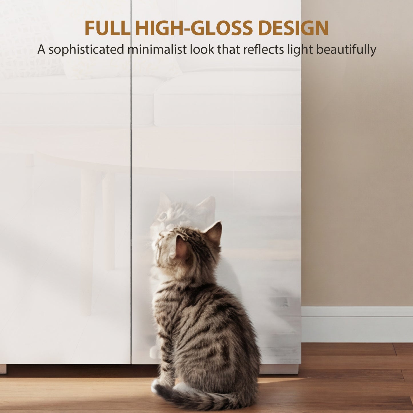180 cm Tall Kitchen Cupboard, Pantry Storage Cabinet with Soft Close Doors and Adjustable Shelves, High Gloss White