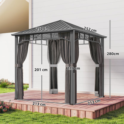 2.5 x 2.5 m Hardtop Gazebo with Galvanised Steel Roof, Waterproof Permanent Pavilion Garden Gazebo