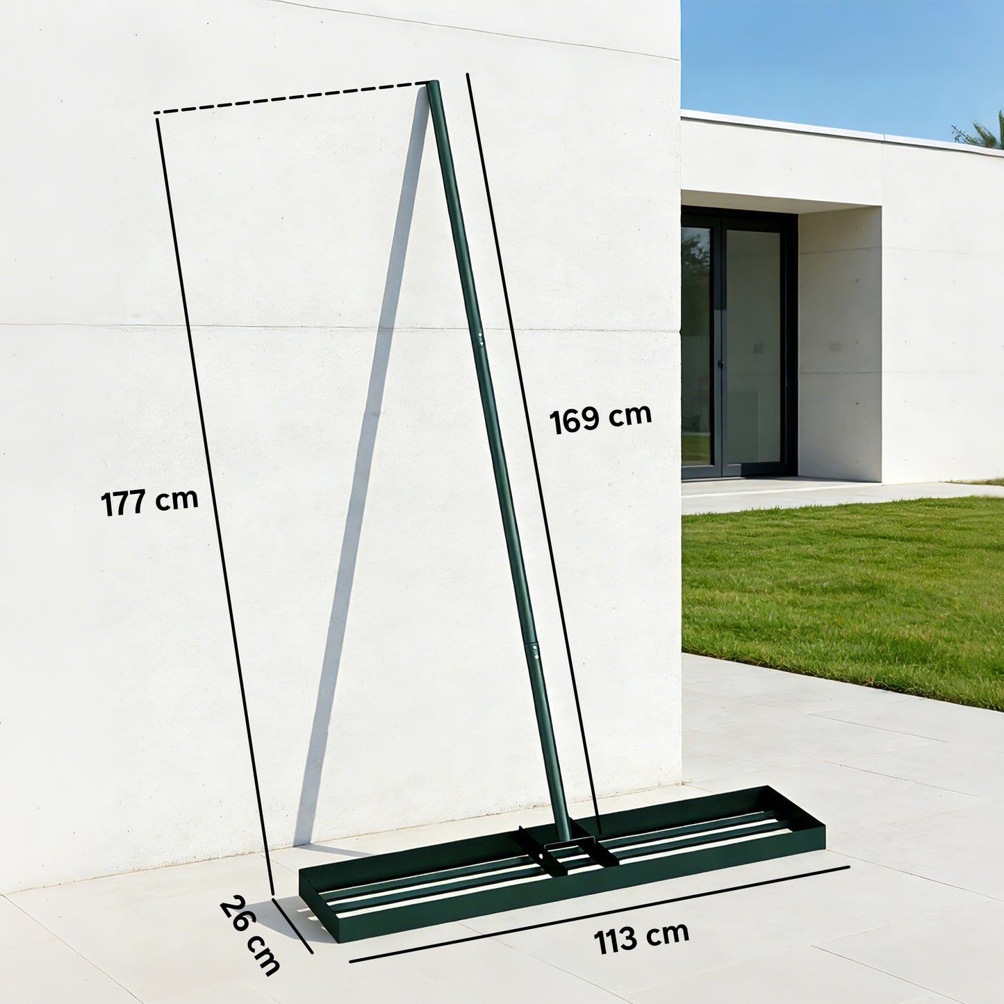 Lawn Levelling Rake, 113 x 26 cm Lawn Leveller Lute with 169 cm Handle for Grass Soil Sand Yard Golf Course