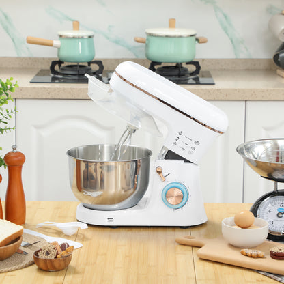 Stand Mixer, 5L Food Mixer for Baking, 6 Speeds and Pulse Setting, 1400W Cake Electric Kitchen Mixer with Dough Hook, Whisk