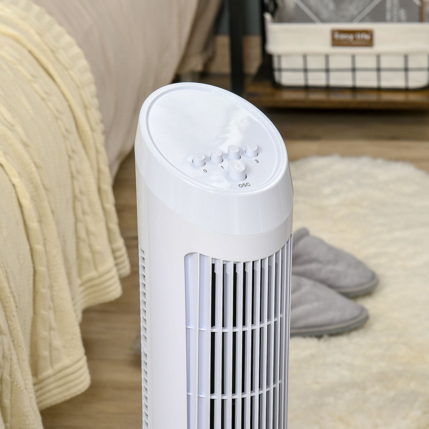 Tower Fan for Bedroom Cooling, 30 Inch Electric 70° Oscillating Fan with 3 Speed Settings