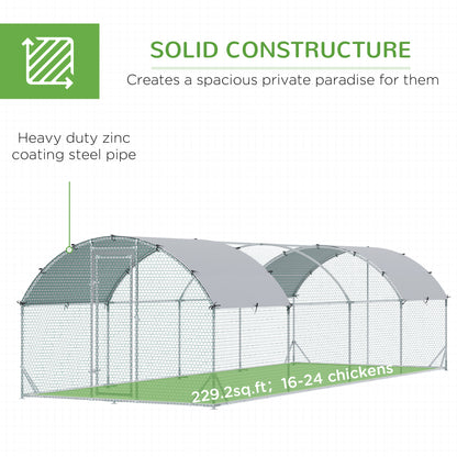 Walk In Chicken Run Galvanised Chicken Coop Hen Poultry House Cage Pet Playpen Garden with Water-Resist Covers