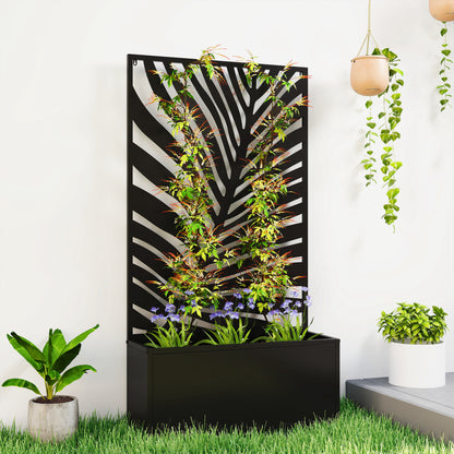 Metal Garden Bed for Garden with Trellis, Wall Mounted or Freestanding Raised Planter with Privacy Screen
