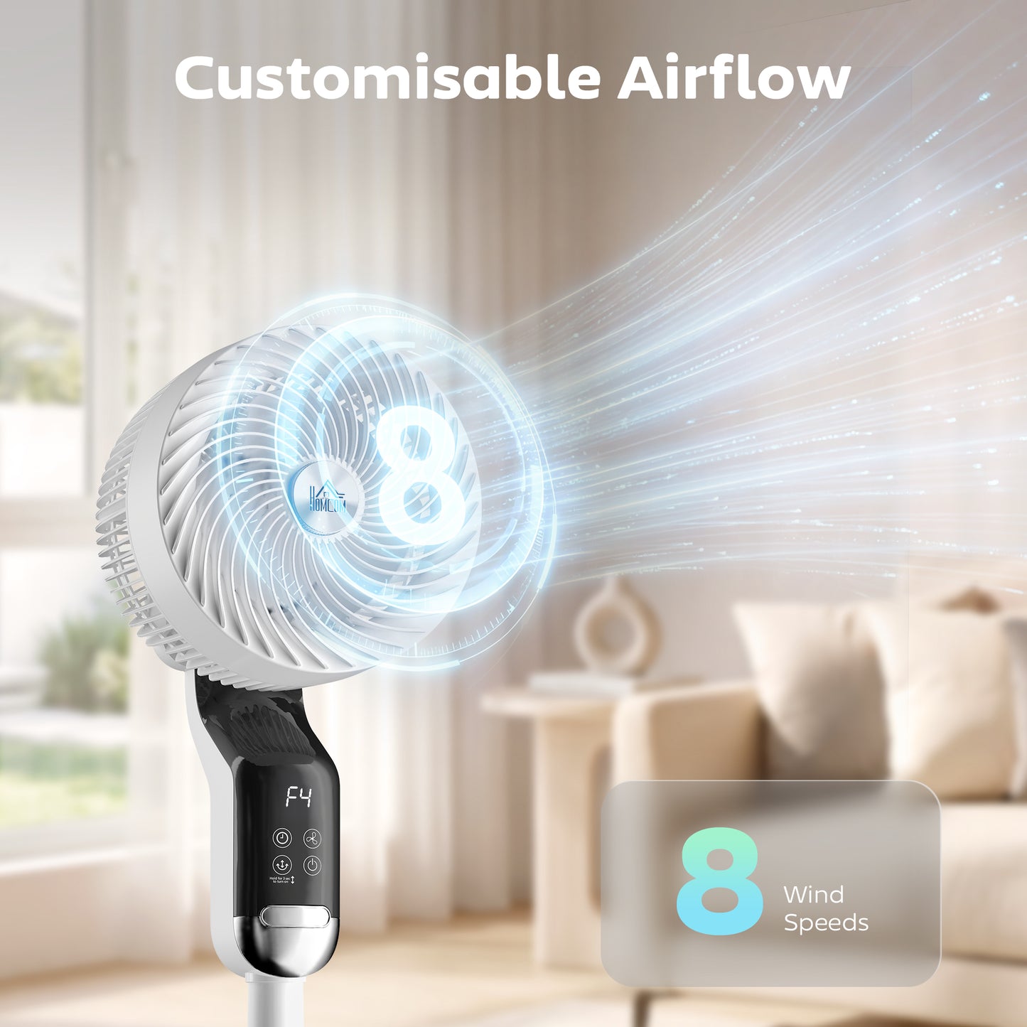20 dB Silent Standing Fan, 41in Pedestal Fan with Remote, Oscillating, 8 Speeds, Adjustable Height, 12H Timer