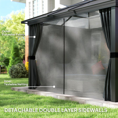 3 x 3.6m Hardtop Gazebo Canopy with Polycarbonate Roof, Aluminium Frame, Permanent Pavilion Garden Gazebo