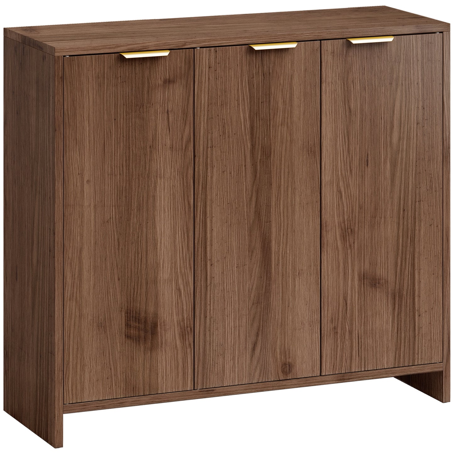 Sideboard Cabinet, Modern Storage Cabinet with 3 Doors and Adjustable Shelves for Living Room, Dining Room, Brown