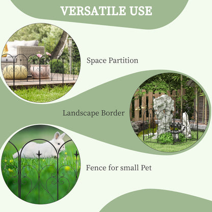 Set of Five Decorative Heart Metal Fence Panels - Black
