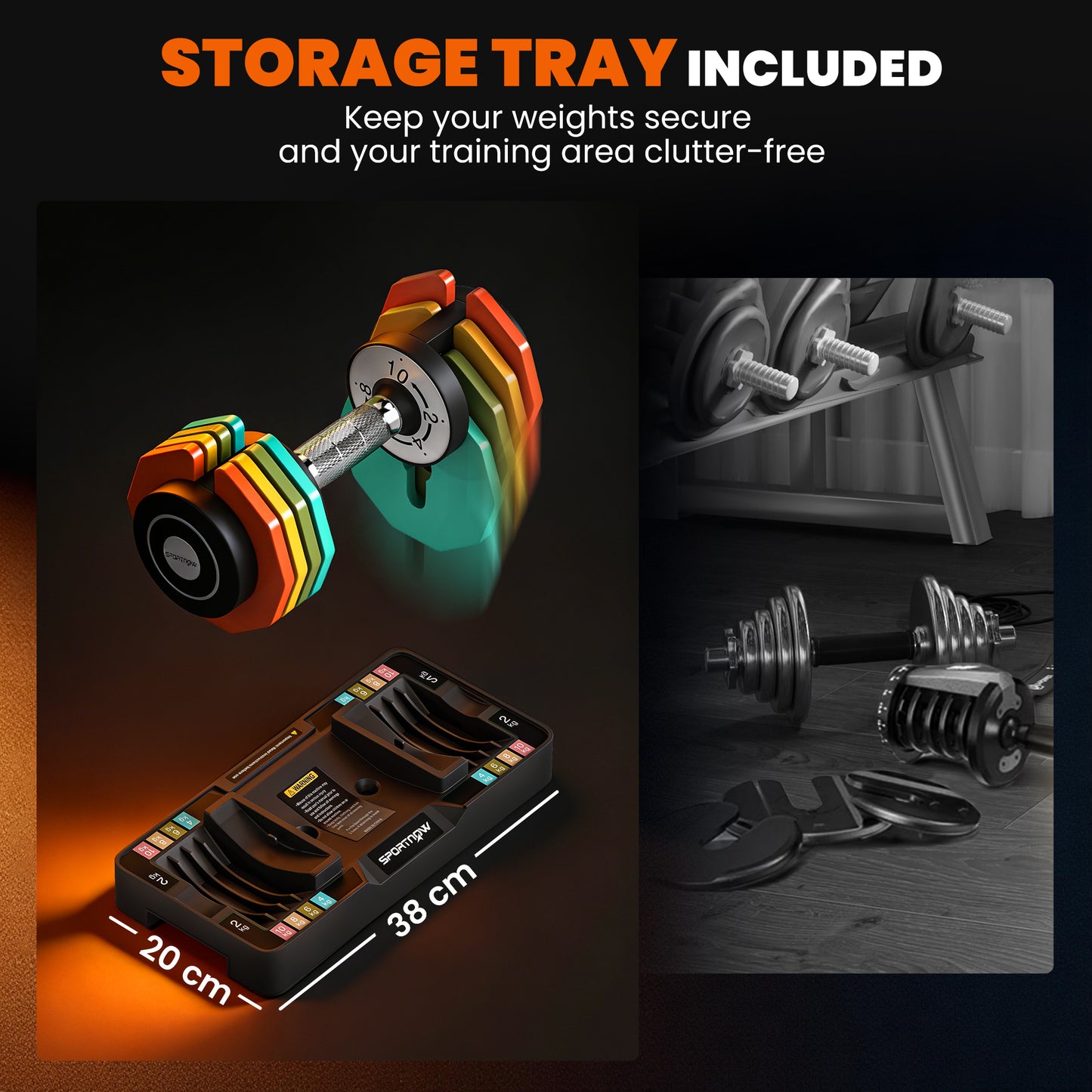 Adjustable Dumbbells Set with Safety Locking Mechanism, Multicoloured