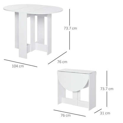 Space-saving Drop Leaf Table, Folding Dining Table for Small Space, Kitchen, Dining Room, White