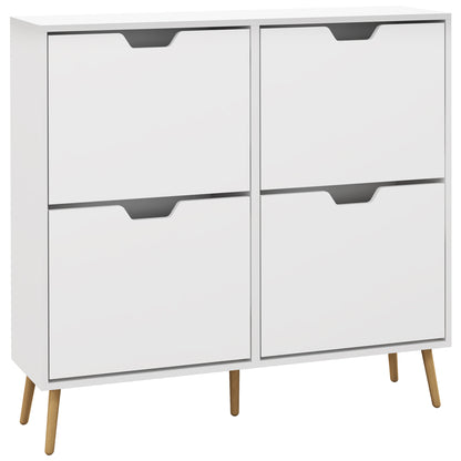 Shoe Storage Cabinet, 4 Flip Drawers, Shoe Organizer for 8-16 Pairs of Shoes, White