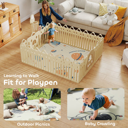 Space-Themed Baby Plat Mat Double Sided, Foldable, Water-Resistant for Outdoor/Indoor, 177 x 146 x 1.5cm