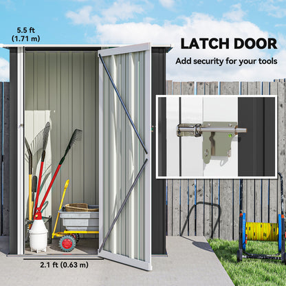 5ft x 3ft Garden Storage Shed, Galvanised Outdoor Metal Shed Waterproof with Sloped Roof, Lockable Door for Patio Tools