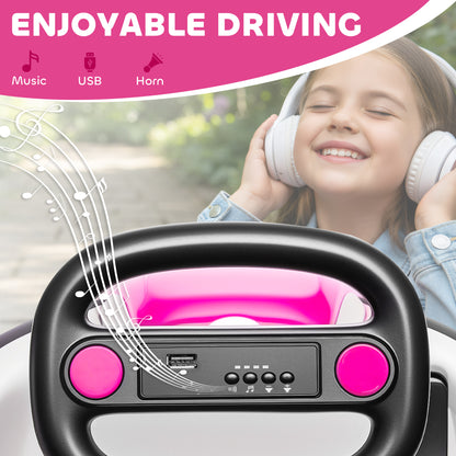 Kids Bumper Car with 360-Degree Rotation, 6V Electric Ride On Car with Music and Horn for 3-8 Years Old, Pink