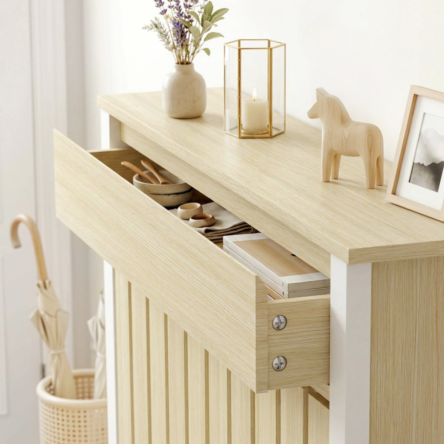 93 x 88.5cm Rustic-Look Radiator Cover - Oak
