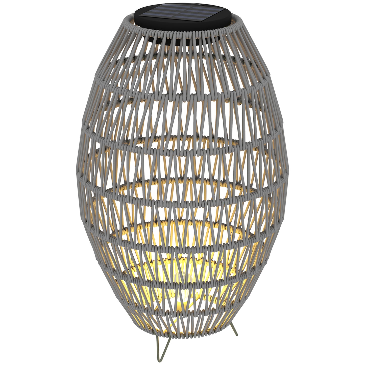 Rattan Solar Lamp, Garden Solar Lantern with Auto On/Off Light, IP44 Waterproof, Decorative Outdoor Rattan Lamp for Porch