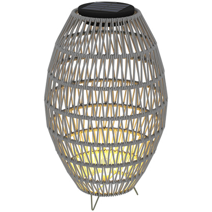 Rattan Solar Lamp, Garden Solar Lantern with Auto On/Off Light, IP44 Waterproof, Decorative Outdoor Rattan Lamp for Porch