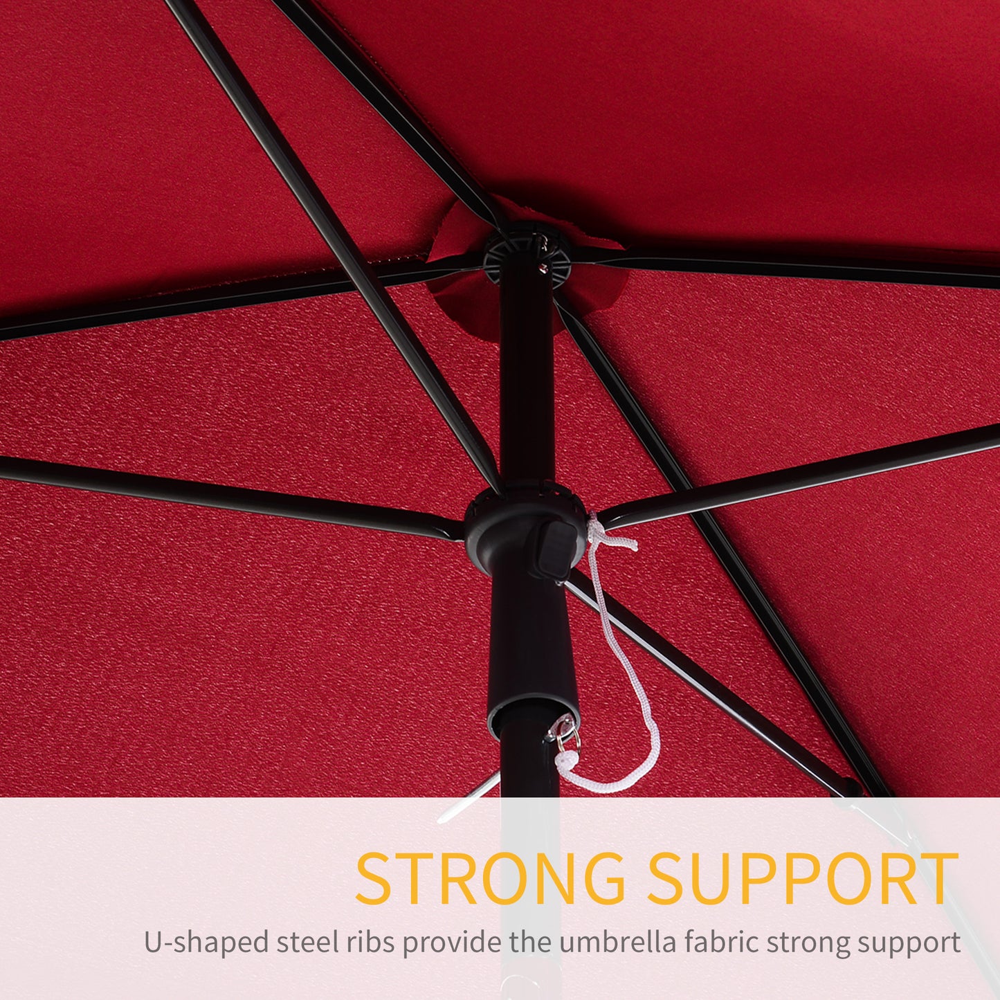Garden Parasol Umbrella, Outdoor Market Table Umbrella with Ruffles & Aluminium Pole