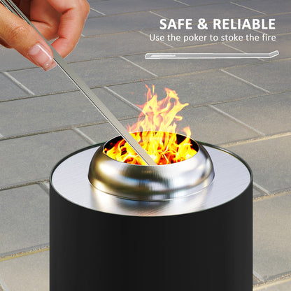 Smokeless Fire Pit, 16 x 16 cm Stainless Steel Portable Wood Burning Firepit with Poker