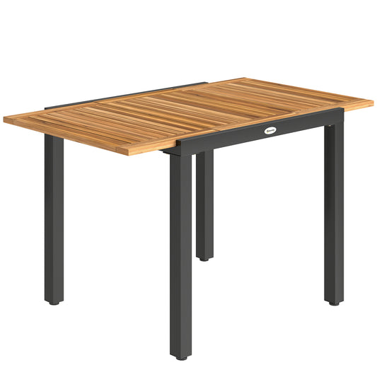 Patio Dining Table Expandable Outdoor Dining Table Acacia Wood Top 80-120 cm Natural and Black
