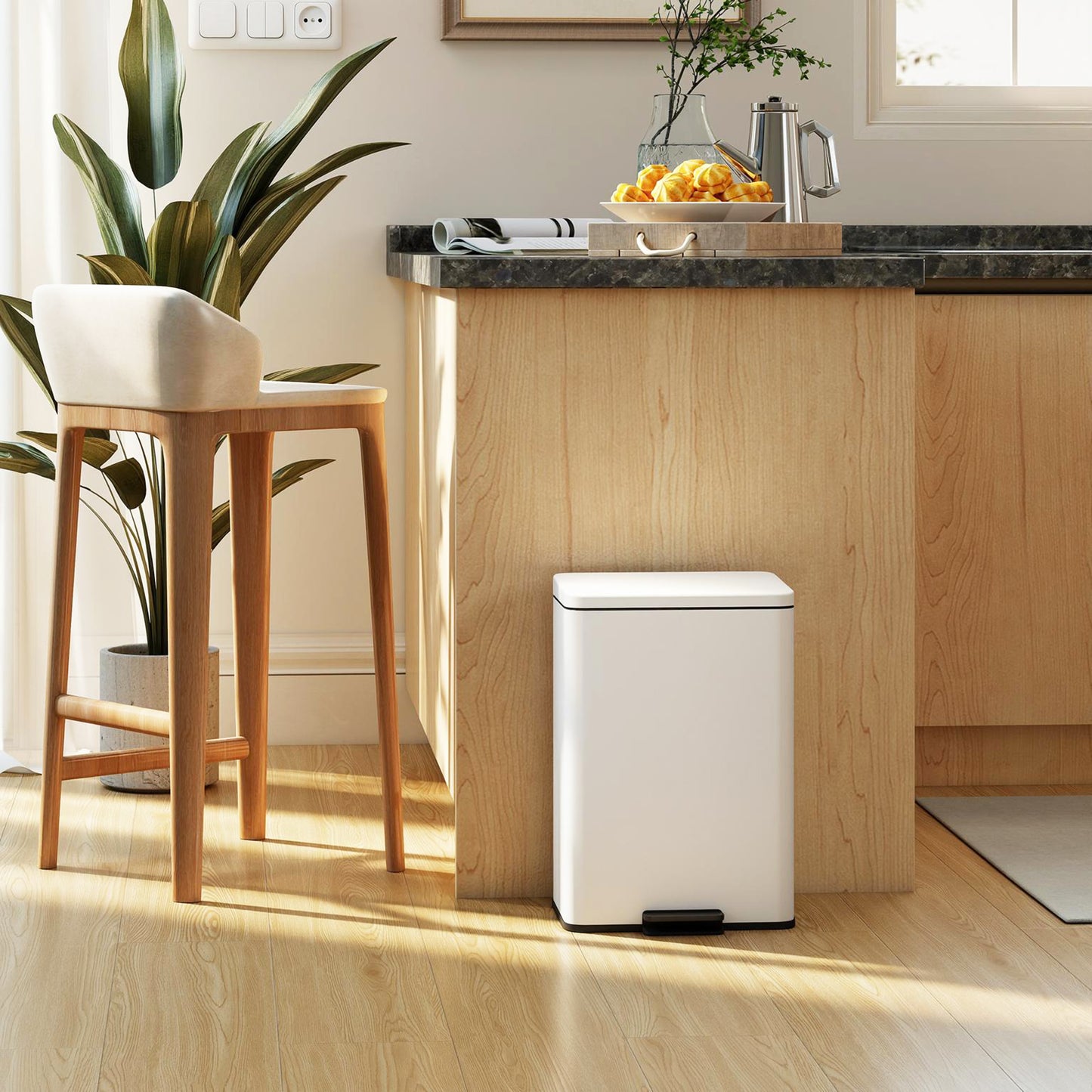 20L Kitchen Bin with Soft-Close Lid and Stay-Open Function, Pedal Bin with Removable Inner Bucket for Kitchen, Office, Home