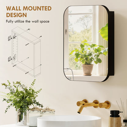 Bathroom Medicine Cabinet with Mirror, Bathroom Wall Cabinet with Adjustable Shelves, Soft Close Hinges, Black