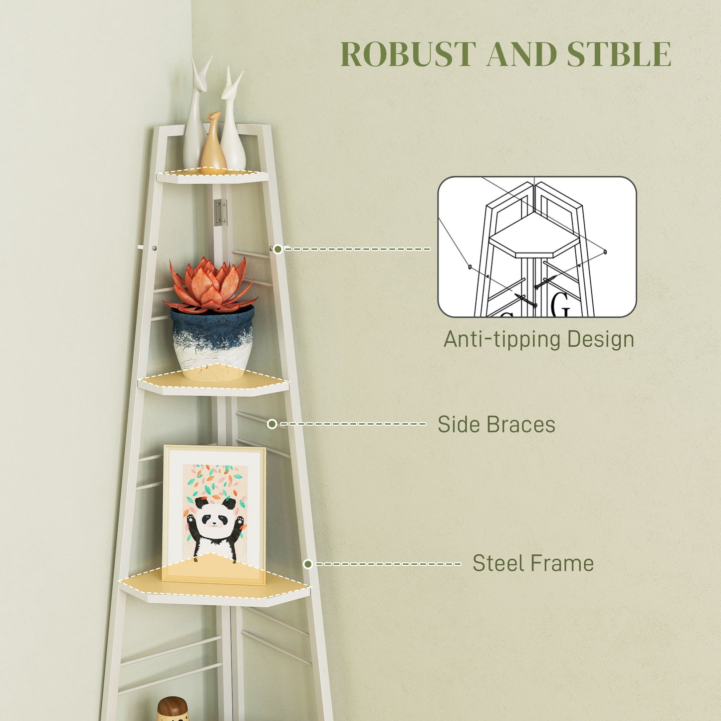 Five-Tier Corner Shelf - White