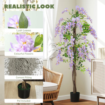 180cm Ficus Artificial Tree, Fake Wisteria Tree in Nursery Pot