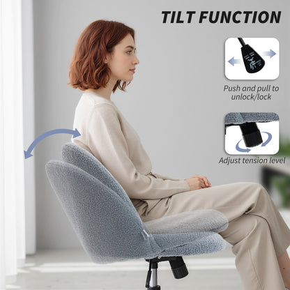 Teddy Fleece Office Chair with Wheels - Grey