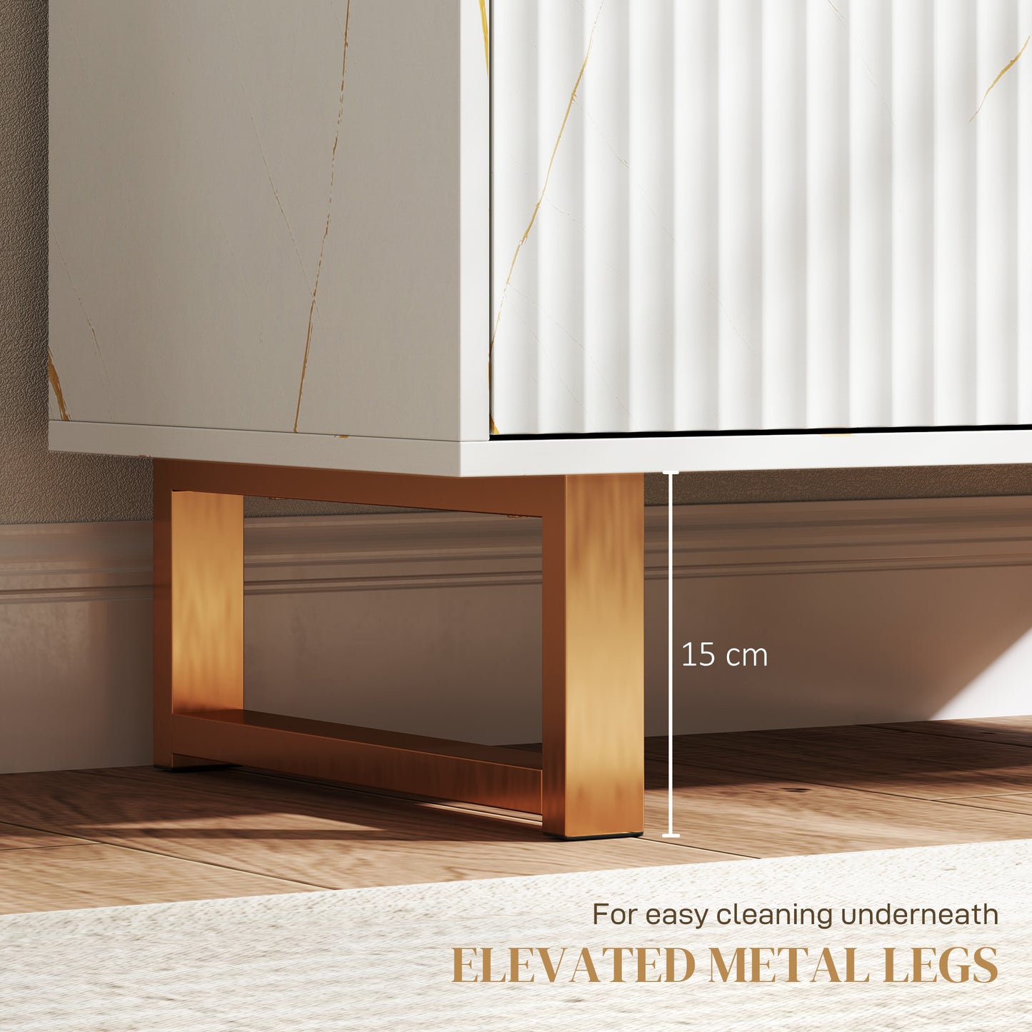 Elegant Storage Sideboard - White/Gold-Tone