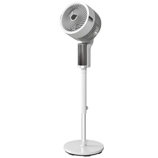 20 dB Silent Standing Fan for Bedroom, 44" Pedestal Fan with 90° Oscillating, 8 Speeds and LED Light, White