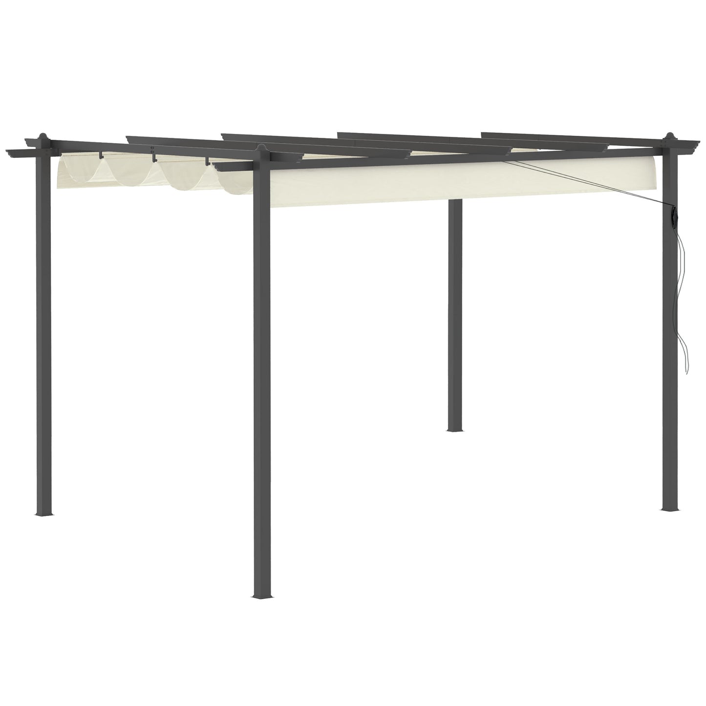 4 x 3(m) Aluminium Pergola with Retractable Roof, Garden Gazebo Canopy Shelter for Outdoor, Patio, Cream White