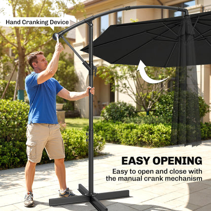 3m Overhanging Cantilever Parasol, with Cross Base - Black