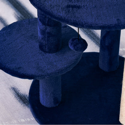 104 cm Cat Tree, Cat Condo Tree Tower, Cat Activity Centre with Scratching Posts, Plush Perches, Hanging Ball - Blue