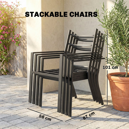 5 Pieces Outdoor Dining Set with Thick Cushions, Garden Dining Set for 4 with Stackable Chairs, Grey